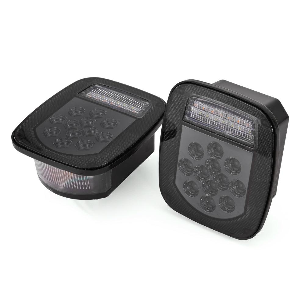 (قطعتان/مجموعة) مصابيح خلفية عالمية 39 مصباح LED باللون الأسود المدخن لشاحنة رانجلر YJ TJ CJ مقطورة فان قارب