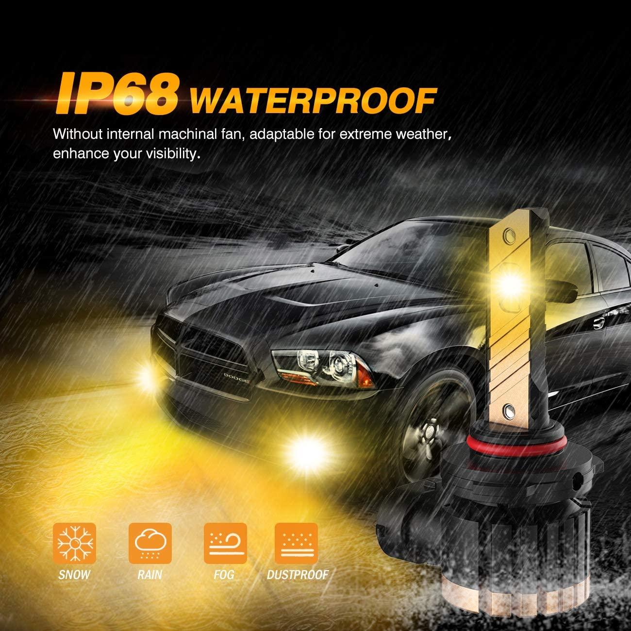 H10 9145 9140 HB3 LED Fog Light/DRL Bulbs 44W 8000LM 3000K Golden Yellow Z3 Series | 2 Bulbs