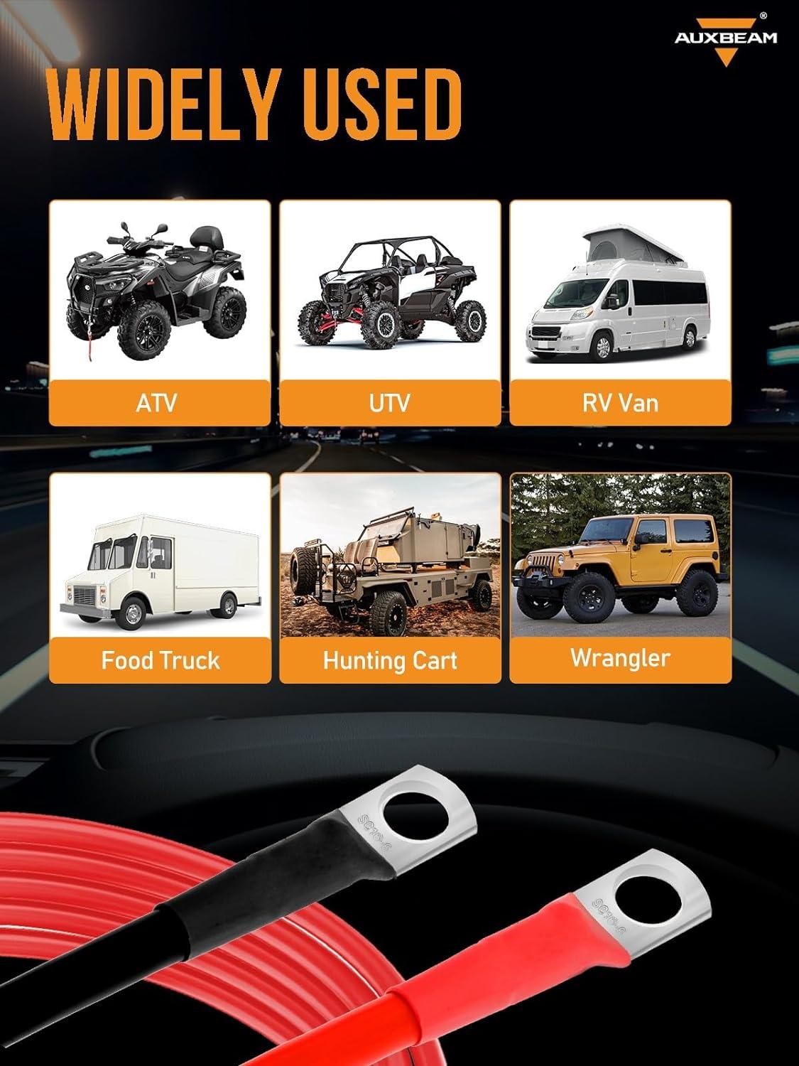 كابلات بطارية 7 أقدام 7AWG أطراف حلقية من النحاس المعلب وأسلاك بطارية