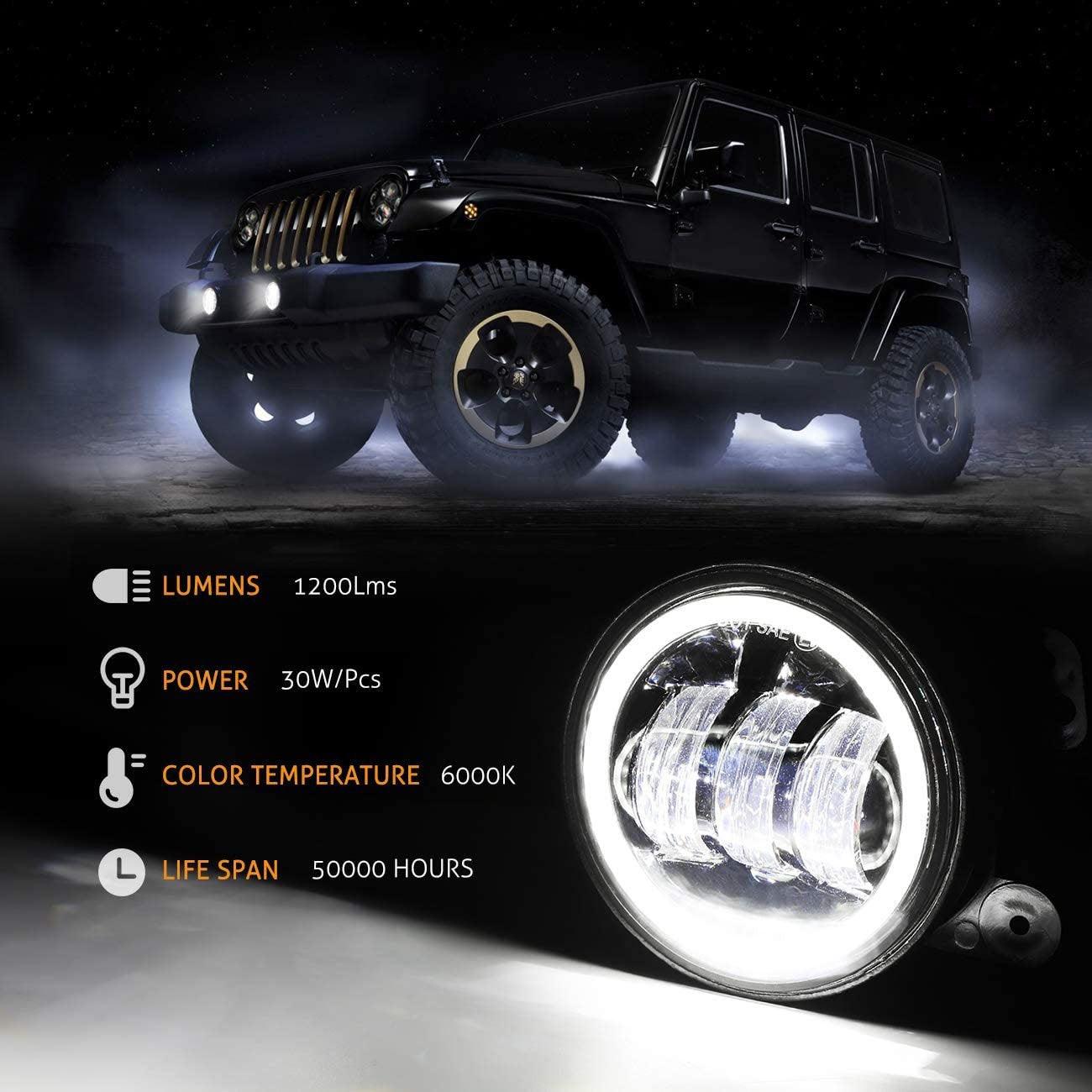 7'' LED Headlight Replacement And 4'' 30W LED Fog Lights with White DRL+Amber Turn Signal For Jeep Wrangler2007-2018 JK