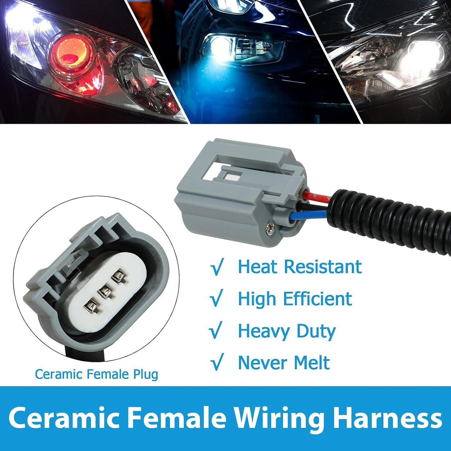 9007 LED مقبس المصباح الأمامي محول أنثى موصل تسخير الأسلاك للمصباح الأمامي / ضوء الضباب 2 قطعة / المجموعة