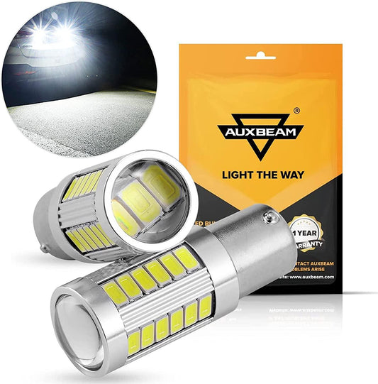 1156 P21W BA15S LED Brake/Reverse/Parking/Tail/Turn Singnal Light Bulbs 50W 8000LM Cool White/Amber/Red 33 Series | 2 Bulbs