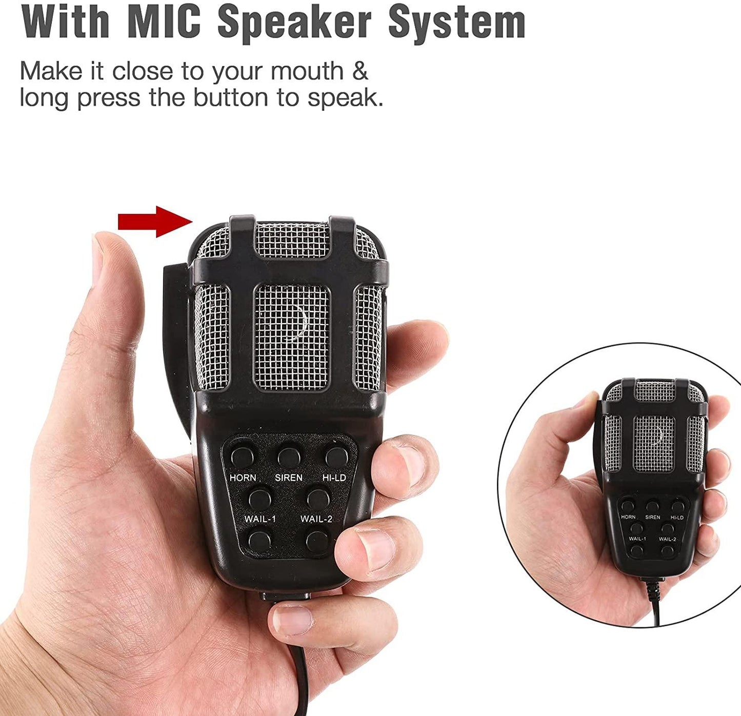 صفارة إنذار طوارئ Auxbeam 12 فولت 100 واط بسبع نغمات مع ميكروفون ومكبر صوت PA