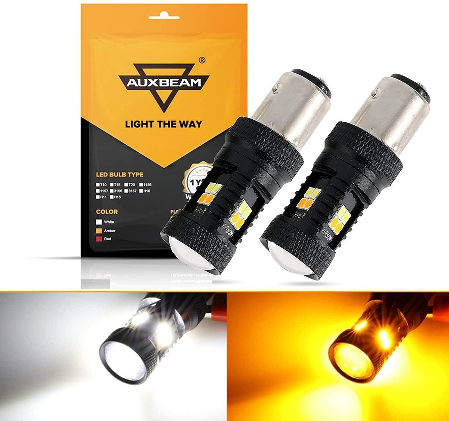1157 BAY15D LED Front Turn Signal & DRL Light Bulbs 300% High Brightness Dual Color Switchback White & Amber | 2 Bulbs