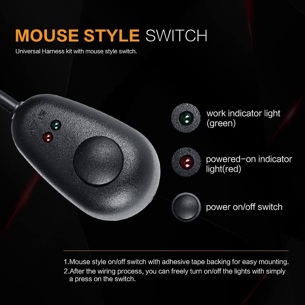 (2 Lead) LED Light Bar Wiring Harness Kit with Fuse Relay ON/Off Switch for LED Off-Road Driving Work Light - Auxbeam  – éclairage LED auto, kit complet prêt à installer