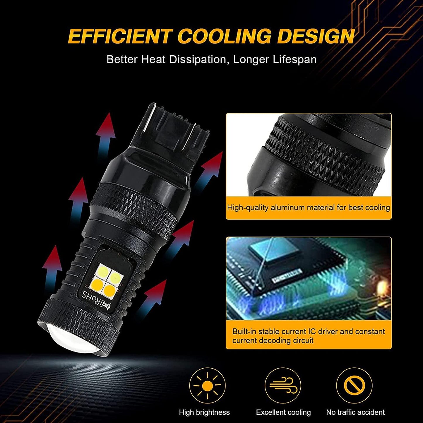 T20 7443 7440 LED Front Turn Signal &amp; DRL Light Bulbs 300% High Brightness Dual Color Switchback White &amp; Amber | 2 bulbs 