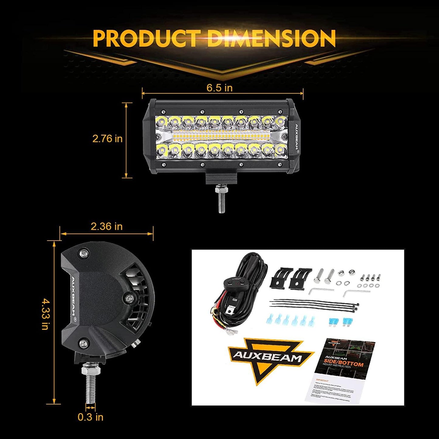 6 Modes Series 7 Inch 150W White&Amber LED Light Bar