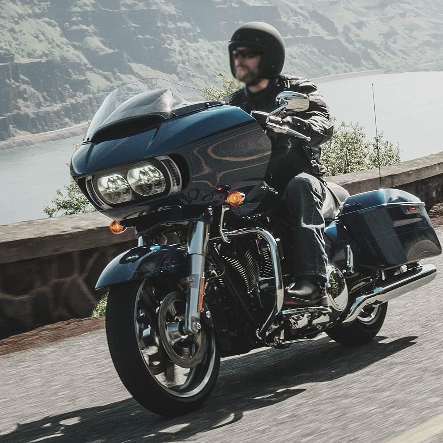 مصابيح إشارة الرياح الأمامية LED مع مصابيح نهارية لدراجات Harley Road Glide MS-SG15 موديلات 2015-2020