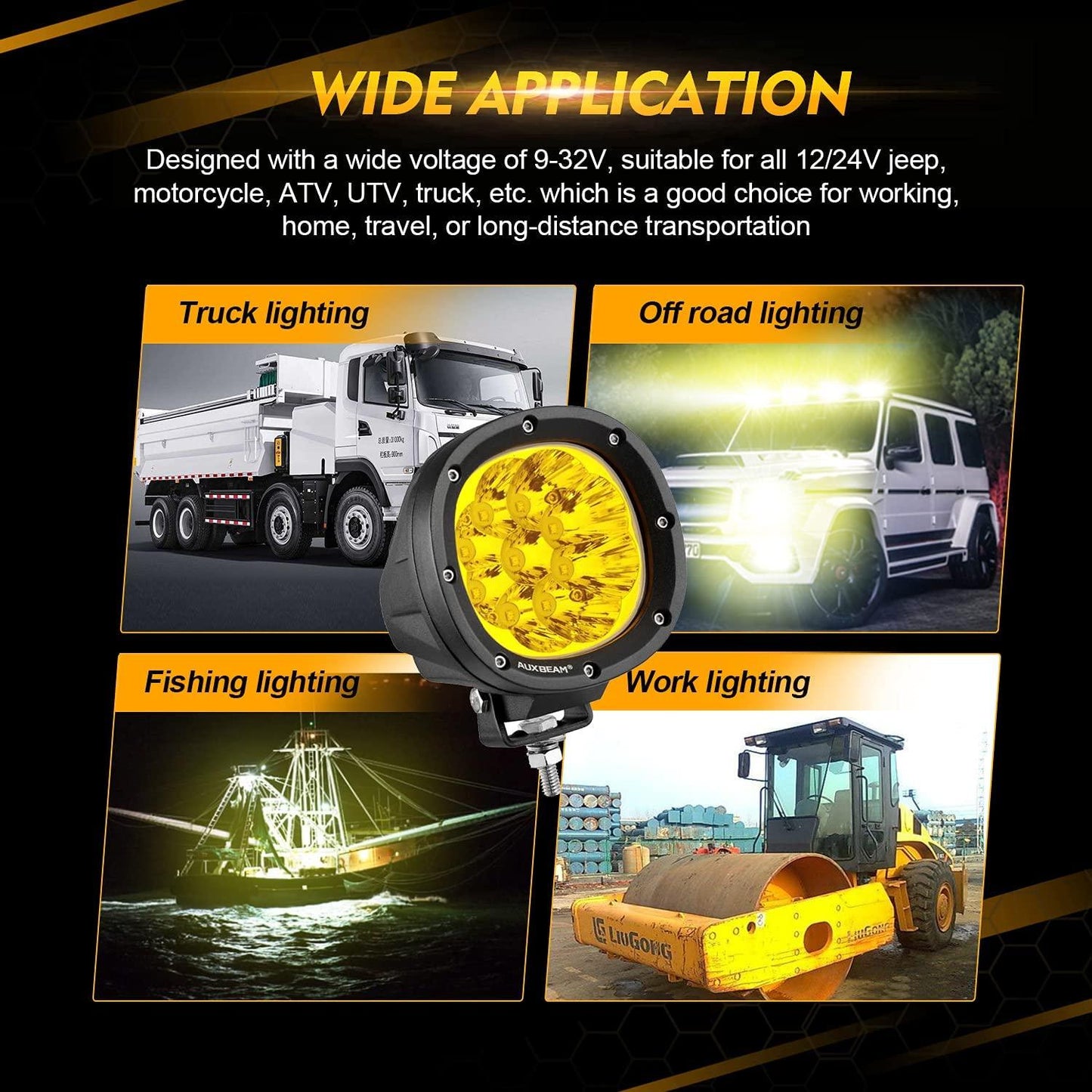 P4 Series | 4 Inch 90W Round LED Driving Lights Spot Amber Pod Lights - Auxbeam  – éclairage LED auto