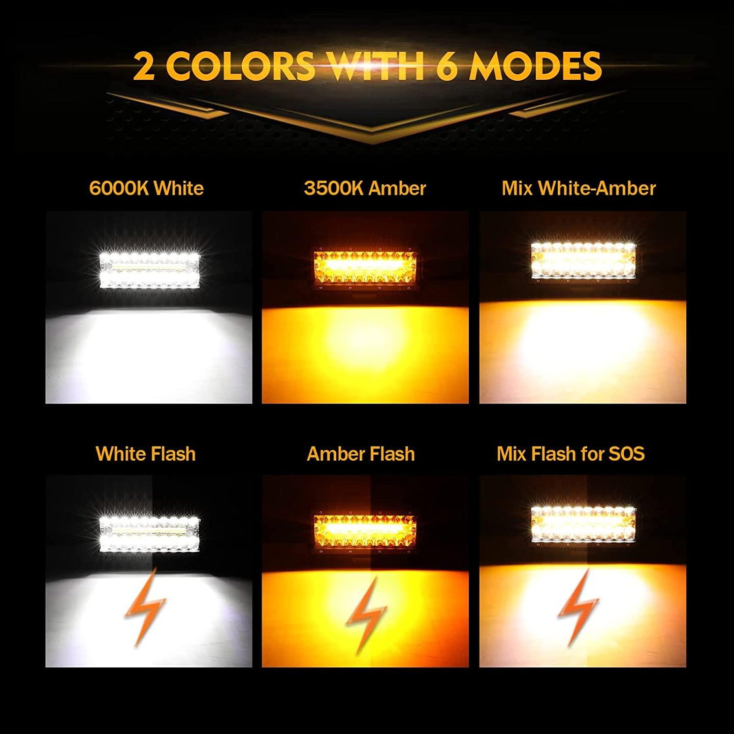6 Modes Series 7 Inch 150W White&Amber LED Light Bar