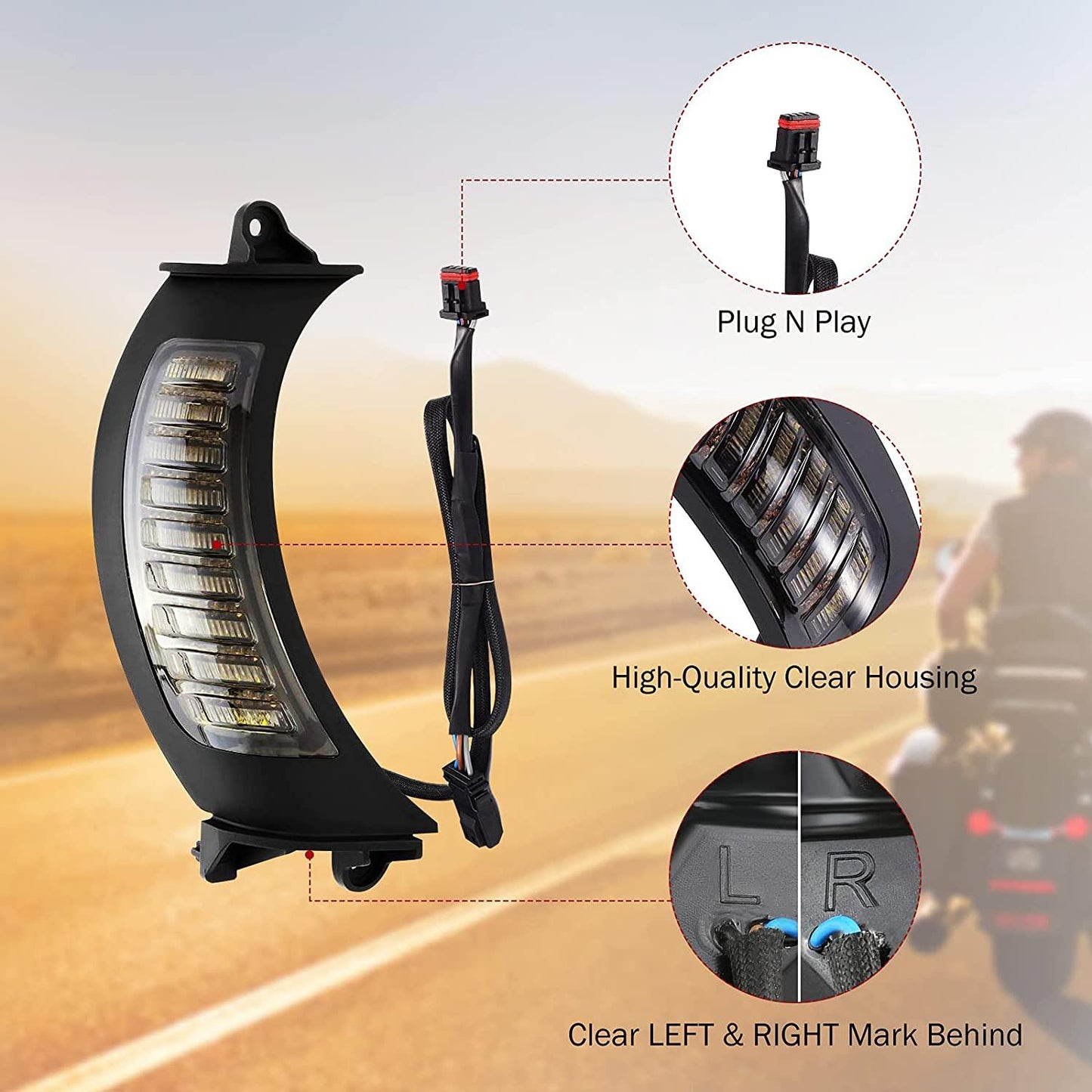 مصابيح إشارة الرياح الأمامية LED مع مصابيح نهارية لدراجات Harley Road Glide MS-SG15 موديلات 2015-2020