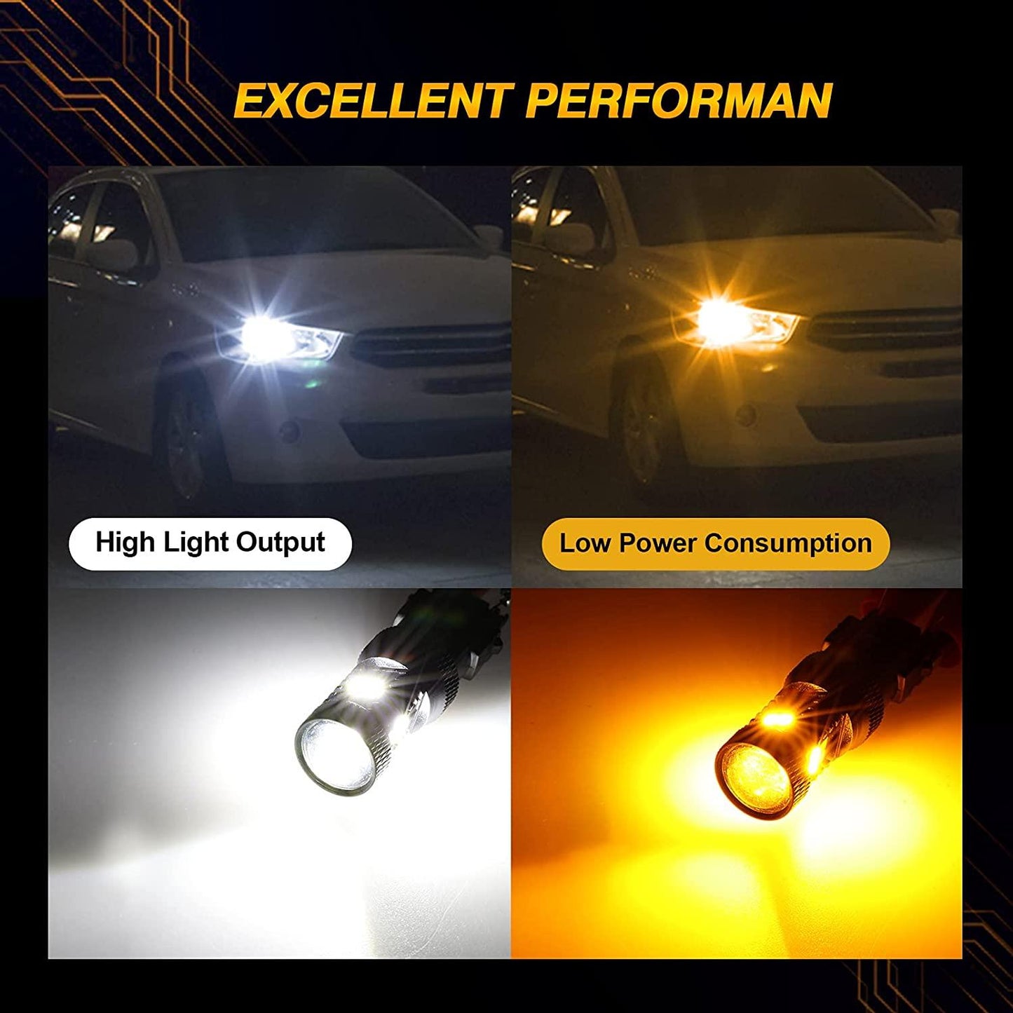 1157 BAY15D LED Front Turn Signal & DRL Light Bulbs 300% High Brightness Dual Color Switchback White & Amber | 2 Bulbs