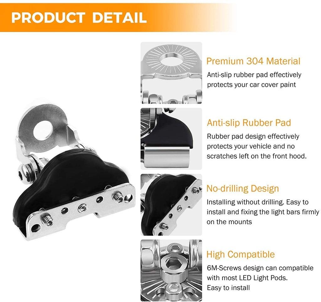 3 Inch Spot/Flood Beam LED Pods Light + Universal LED Working Lights Mounting Brackets