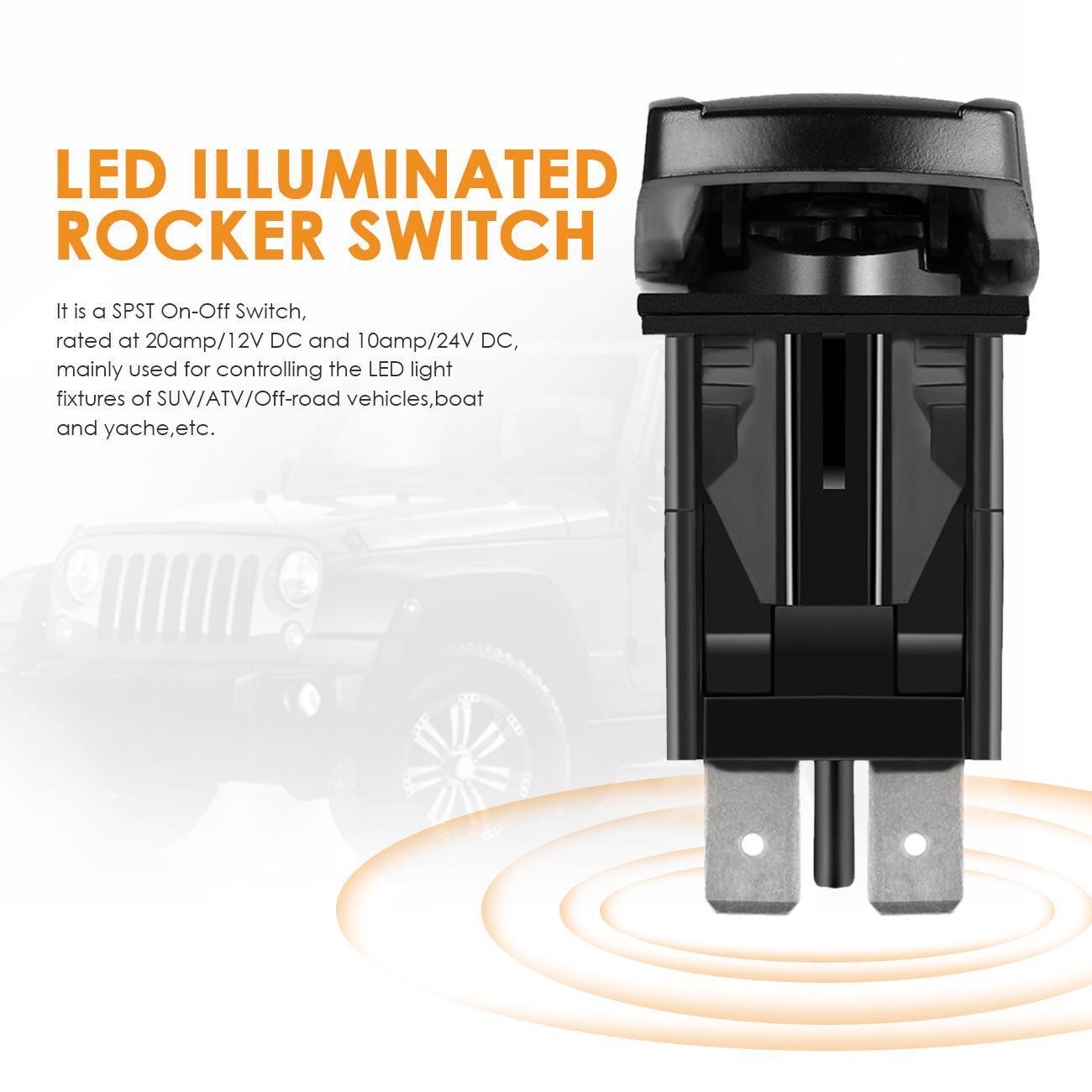 5 Pin Laser On/Off switches 20A/12V 10A/24V Switch with Jumper Wires Set for Cars,Trucks,RVs - Auxbeam