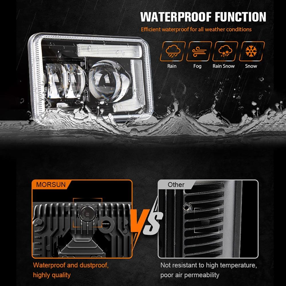 4x6 Inch DOT Sealed Beam LED Headlights with DRL For Peterbilt Kenworth Freightinger Ford Chevrolet