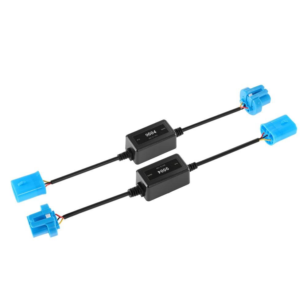 9004/HB1 C10-MODEL Enhanced LED Headlight Bulbs Canbus Decoder Anti-Flicker Hyper Flash No Warning Harness Resistor Conversion Kit 2pcs/set