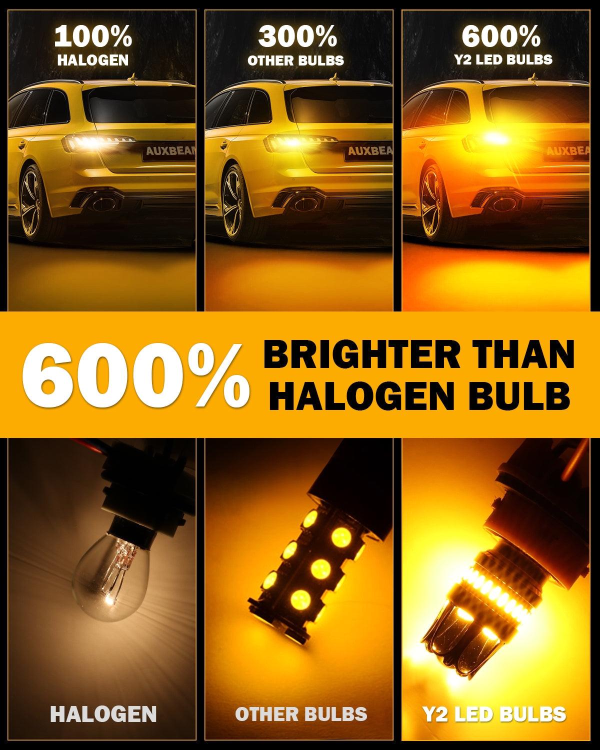 1157 BAY15D LED Turn Signal Light Rear/Front, Side Maker Light Bulbs 14W 6000LM CAN-Bus Error Free 3000K Amber Y2 Series | 2 Bulbs