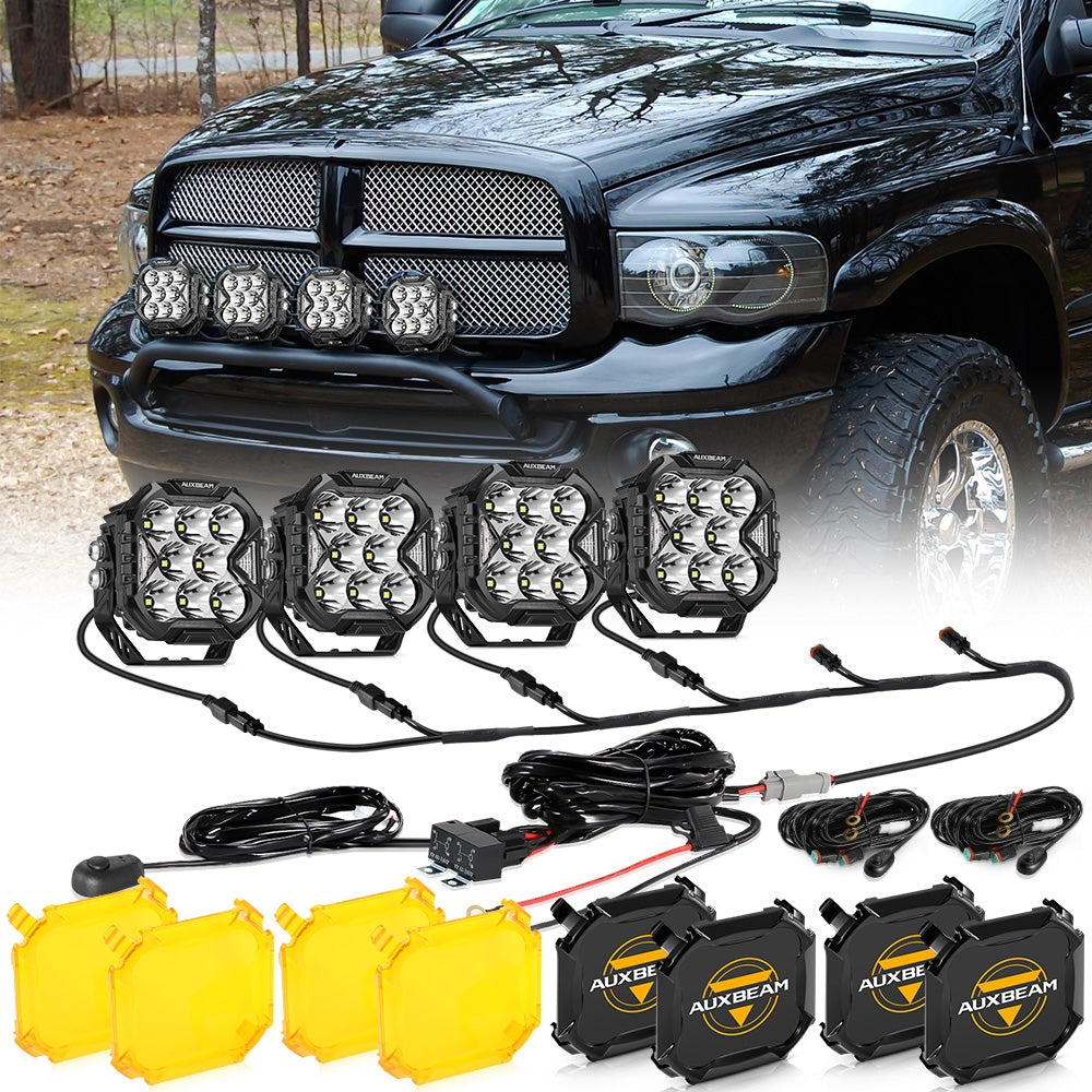 CUBE-Z Series 4 Inch Spot LED Pod Lights Off Road Lights with White DRL & Amber Turn Signal Lights - Auxbeam  – éclairage LED auto