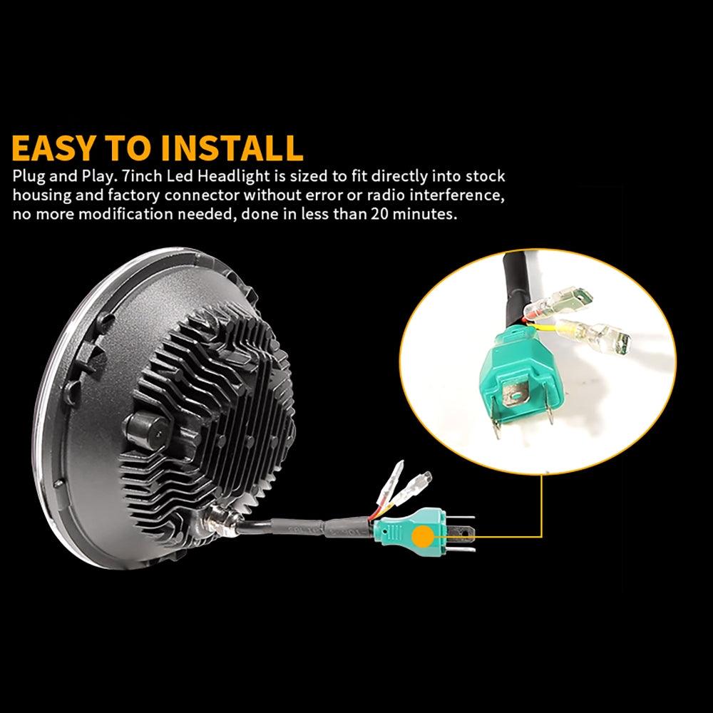 7 Inch LED Headlights with DRL&amp;Turn Signal High Low Beam For Jeep Wrangler JK TJ LJ CJ