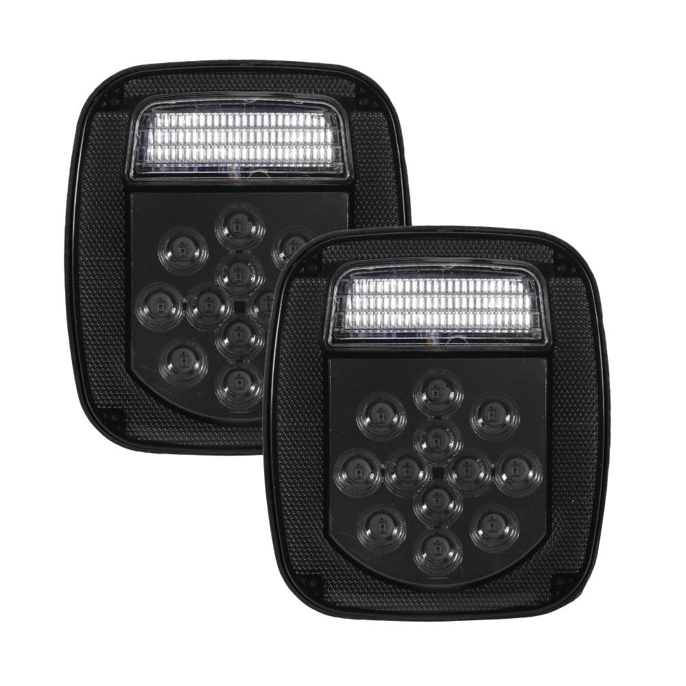(قطعتان/مجموعة) مصابيح خلفية عالمية 39 مصباح LED باللون الأسود المدخن لشاحنة رانجلر YJ TJ CJ مقطورة فان قارب
