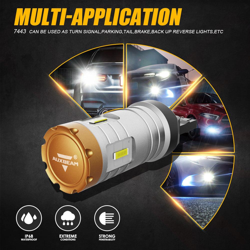 T20 7443 7440 LED Backup Reverse/Turn Signal/Brake Tail Light Bulbs 20W 4000LM 6500K White Crown Series | 2 Bulbs