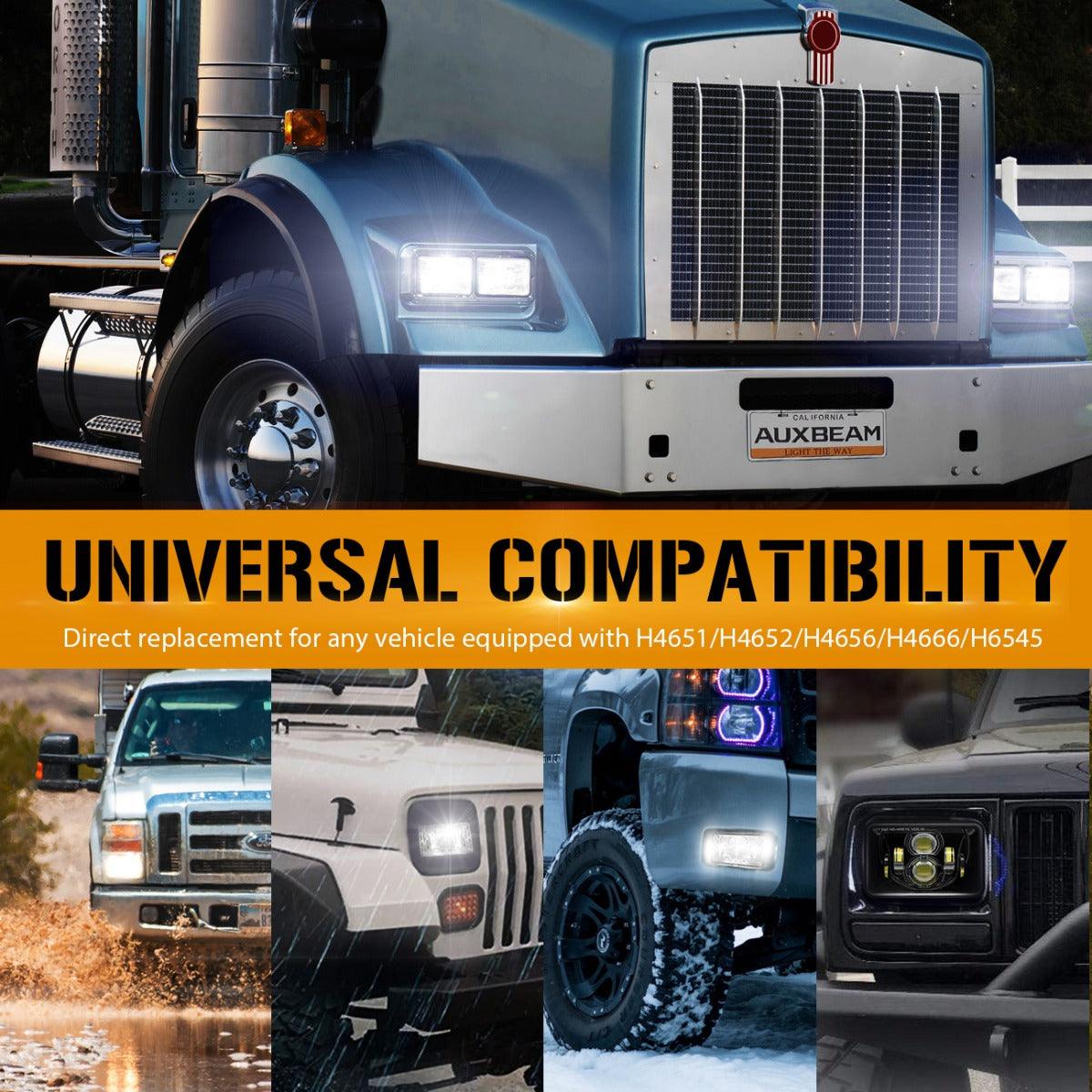 4X6 Inch 55W Rectangular LED Headlight Dot Approved Black 