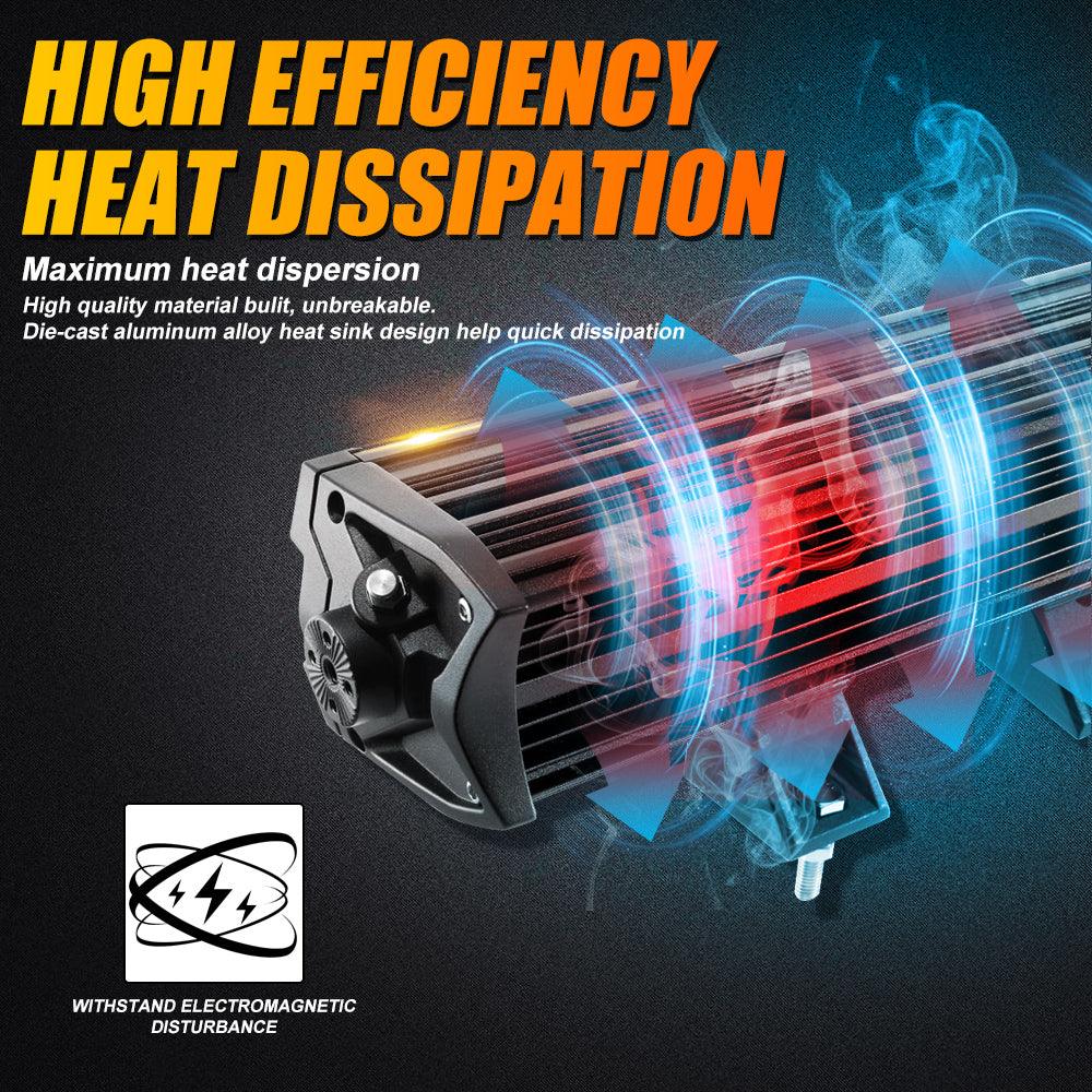 شريط إضاءة LED للطرق الوعرة 22000 لومن من سلسلة 5D-PRO مقاس 12 بوصة + دعامات تثبيت عالمية وغطاء عمود قابل للتعديل