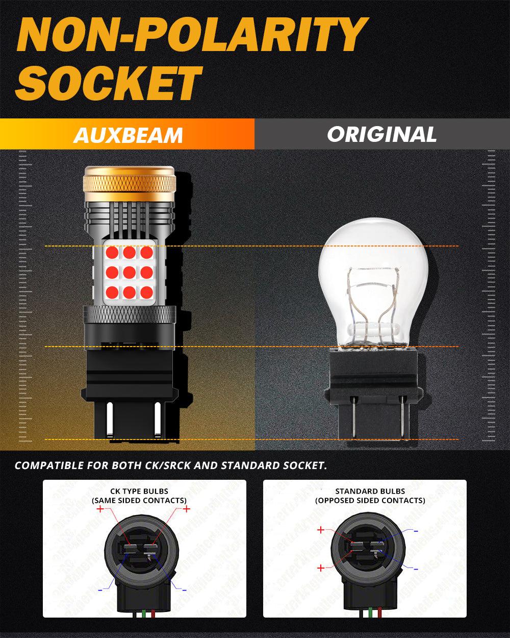 T25 3157 3156 LED Brake/Tail Light Bulbs 56W 600% High Brightness CAN-Bus Error Free Red Strobe Flashing B21 Series Strobe | 2 bulbs