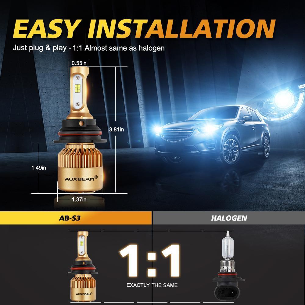 لمصابيح الإضاءة LED لسيارة فورد رينجر 9007 موديلات 2000-2011، سلسلة S3، شعاع 270°/360°، 8000 لومن