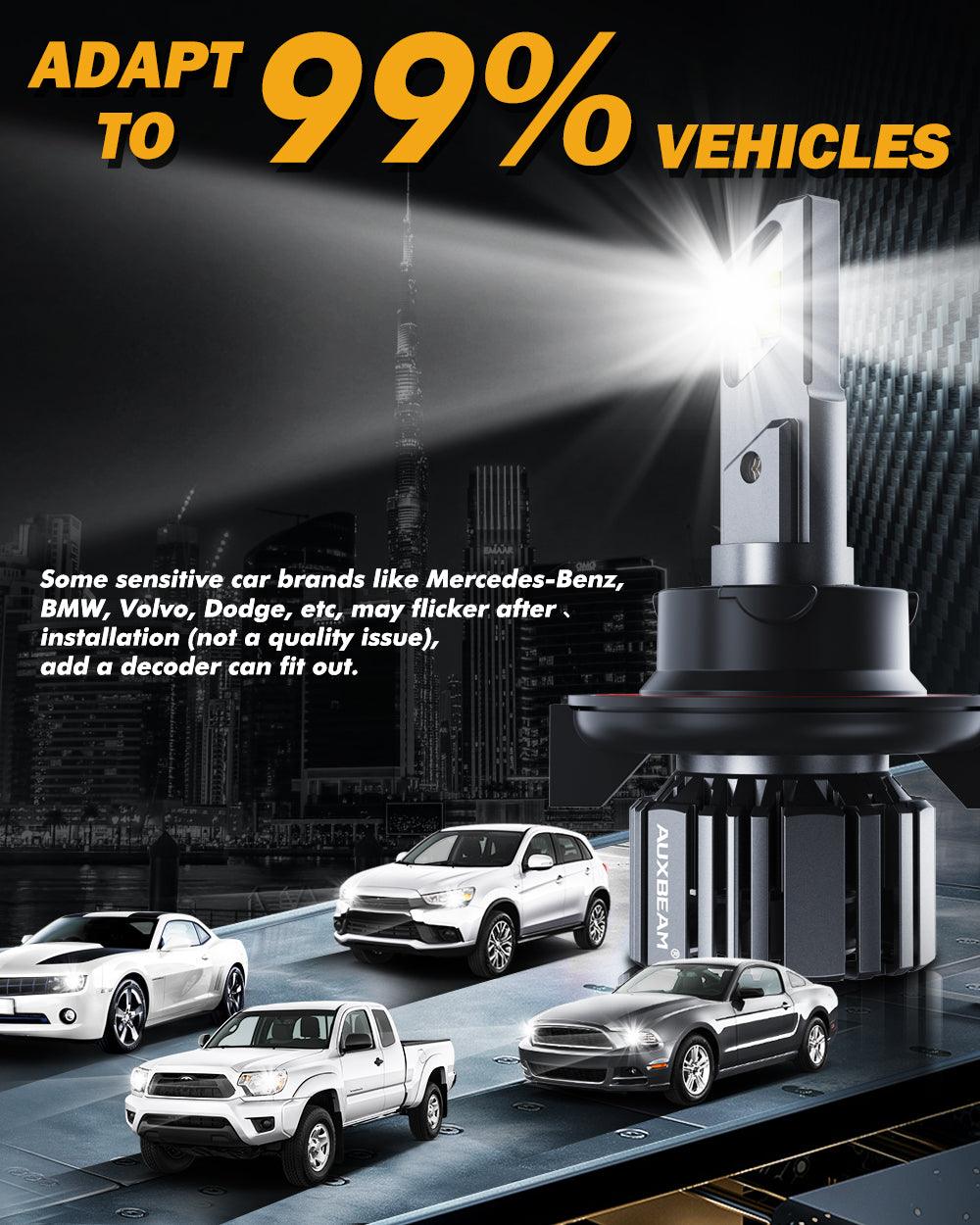 H13/9008 LED Headlight Bulbs 90W 20000LM F15 Series 20% Smaller Size 6500K Cool White | 2 Bulbs - Auxbeam  – éclairage LED auto