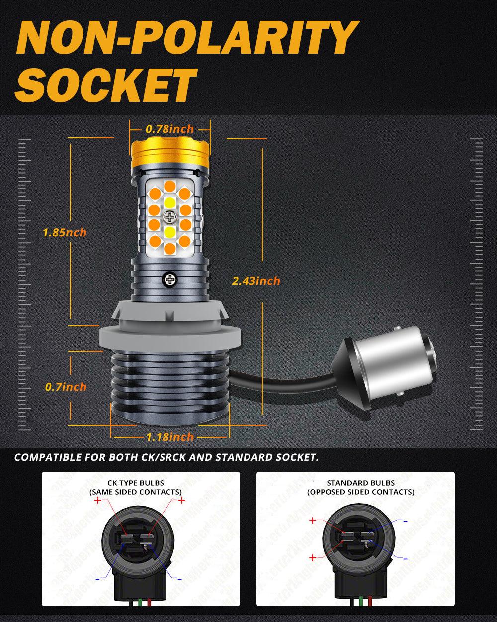 🆕1157 BAY15D LED Front Turn Signal & DRL Light Bulbs 800% High Brightness CAN-Bus Error Free Dual Color Switchback White & Amber B31 Series | 2 Bulbs