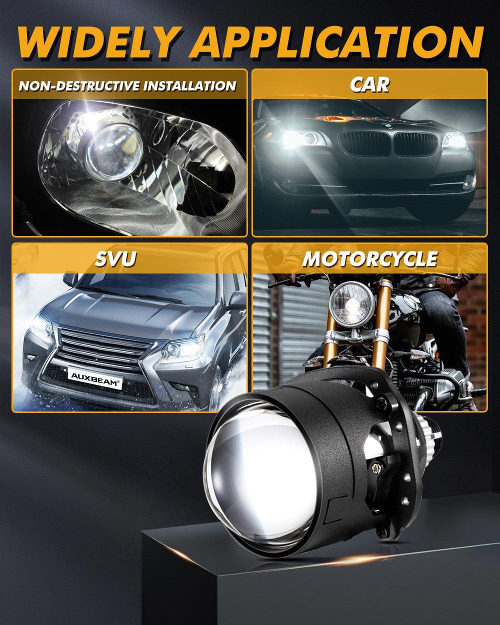 2.5 Inch 80W 6000K Bi-LED Projector Lens Headlight Non-Destructive Installation Projector Lens for Car | 2PCS/Set