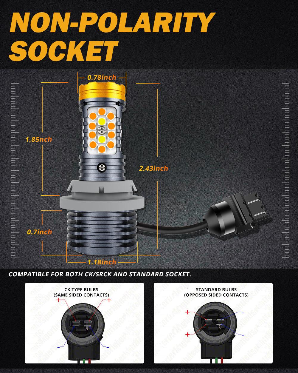 🆕T25 3157 3156 LED Front Turn Signal & DRL Light Bulbs 800% High Brightness CAN-Bus Error Free Dual Color Switchback White & Amber B31 Series | 2 Bulbs