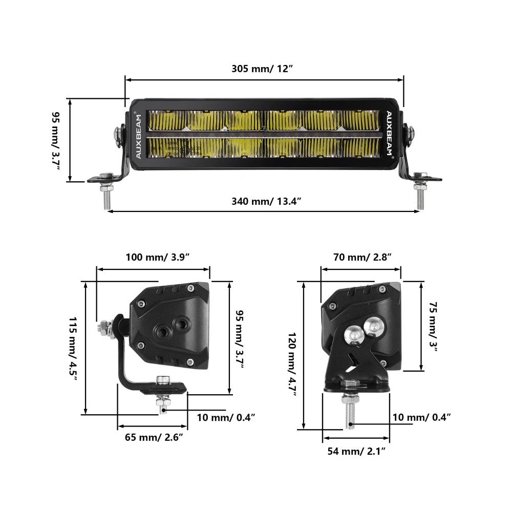 SP-DRL Series 12 Inch 70W 8160LM Dual Row Off Road LED Light Bar With Amber&White DRL
