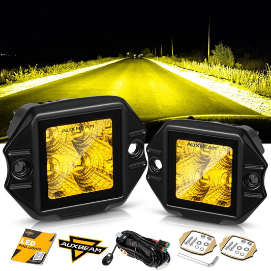 3.5Inch 40W Flush Mount LED Pod Amber Flood Offroad Light - Auxbeam  – éclairage LED auto