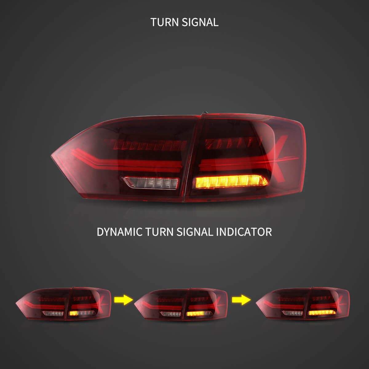 مجموعة مصابيح خلفية LED مع إشارة انعطاف تسلسلية LED كاملة لسيارة فولكس فاجن جيتا/ساجيتار الجيل السادس (A6) موديلات 2011-2014