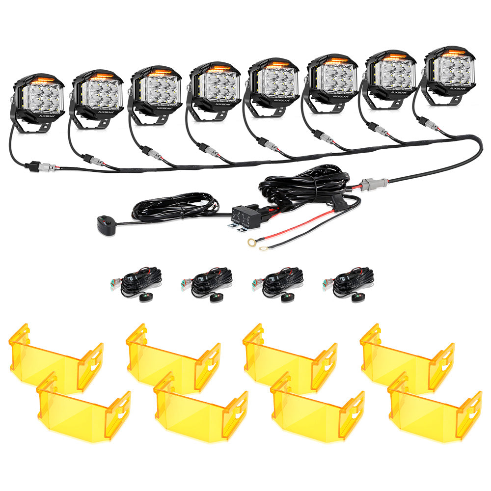 V-MAX Series | 5 Inch 168W 16440LM Combo Beam Side Shooter LED Round Pod Lights with Amber DRL - Auxbeam  – éclairage LED auto