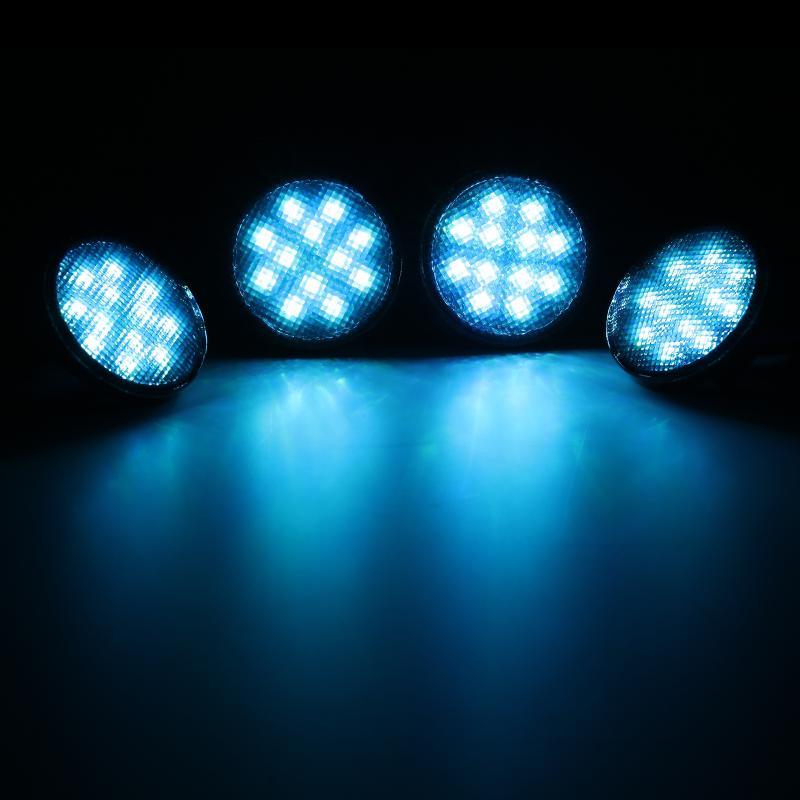 (4 قطع/مجموعة) مصابيح أمامية LED نيون RGBW مع جهاز تحكم عن بعد لاسلكي RF، تطبيق هاتف ذكي يعمل بالبلوتوث متوافق مع 2007-2017 Wrangler JK