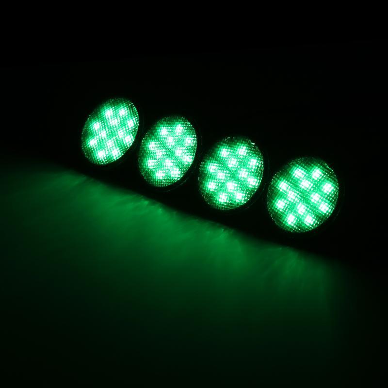 (4 قطع/مجموعة) مصابيح أمامية LED نيون RGBW مع جهاز تحكم عن بعد لاسلكي RF، تطبيق هاتف ذكي يعمل بالبلوتوث متوافق مع 2007-2017 Wrangler JK