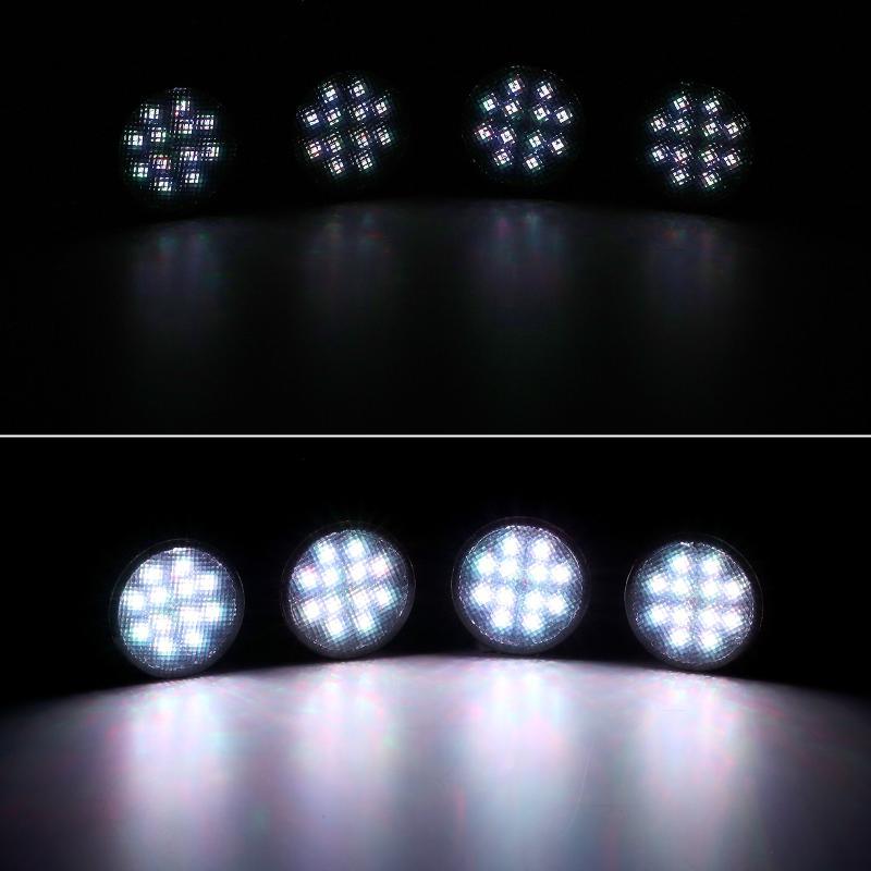 (4 قطع/مجموعة) مصابيح أمامية LED نيون RGBW مع جهاز تحكم عن بعد لاسلكي RF، تطبيق هاتف ذكي يعمل بالبلوتوث متوافق مع 2007-2017 Wrangler JK