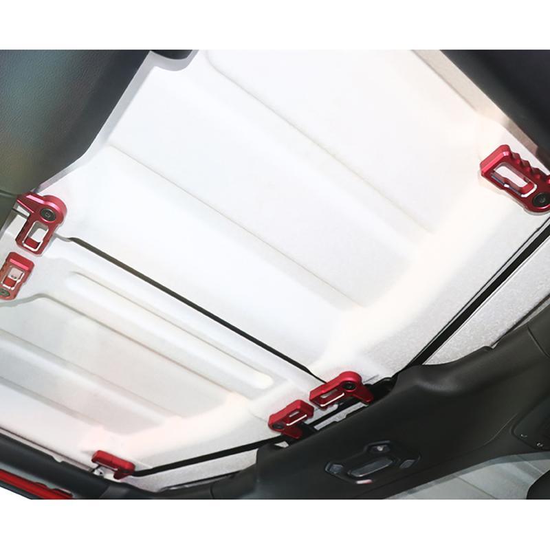 (6 قطع/مجموعة) مقبض مفتاح السقف العلوي لسيارة جيب رانجلر JL 2018-2022 (أحمر/أسود)