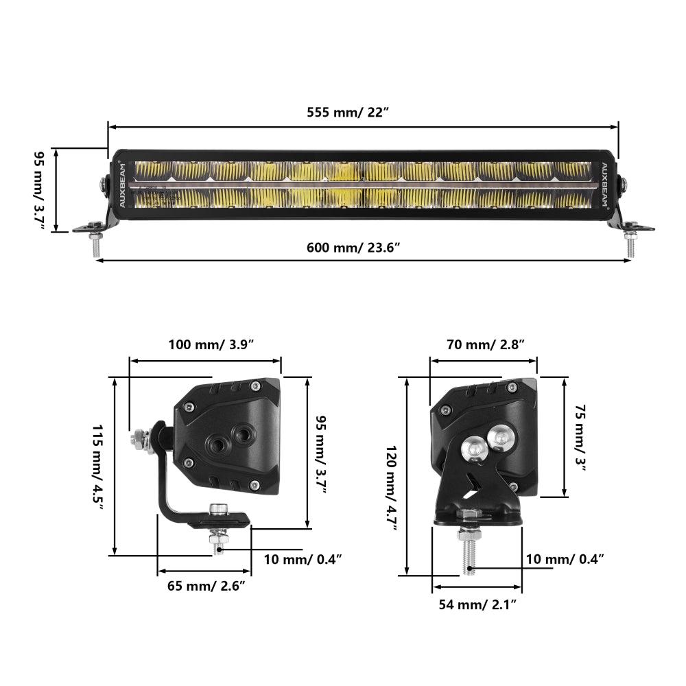 SP-DRL Series 22 Inch 139W 16320LM Dual Row Off Road LED Light Bar With Amber&White DRL