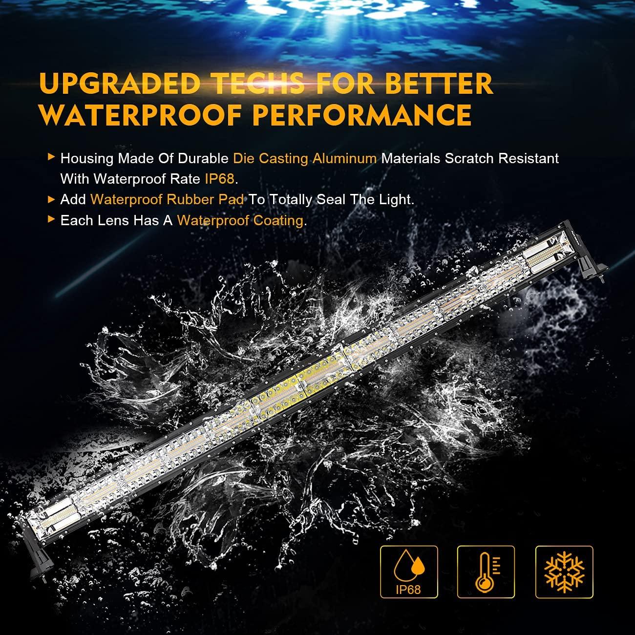 50 Inch 6 Modes White&amp;Amber Curved Off Road Led Light Bar