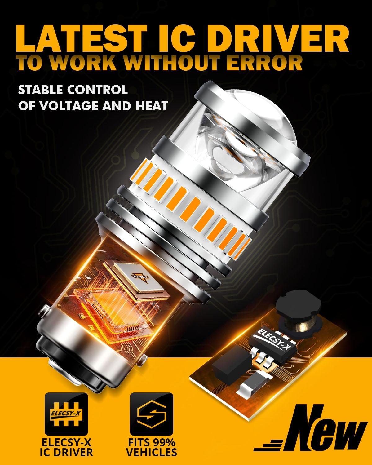 1157 BAY15D LED Turn Signal Light Rear/Front, Side Maker Light Bulbs 11W 4000LM 3500K Amber B1 Series | 2 Bulbs