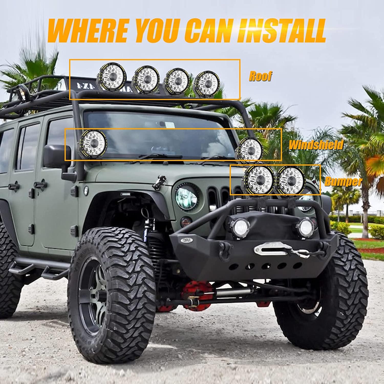 (2pcs/set) 7 Inch 230W 33332LM 360-PRO Series Custom Lens Offroad LED Driving Lights+Amber/Black Covers(Optional) for FORD F150 F250 - Auxbeam  – éclairage LED auto