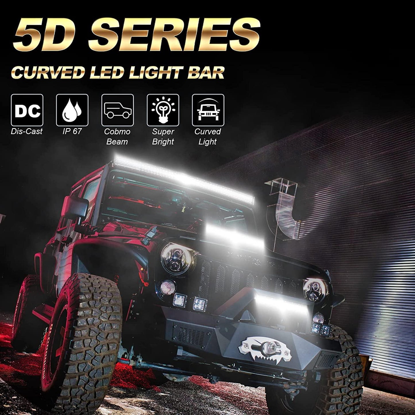 42 Inch 5D Series Curved LED Light Bar + 42" Curved LED Light Bar Windshield Mount Brackets