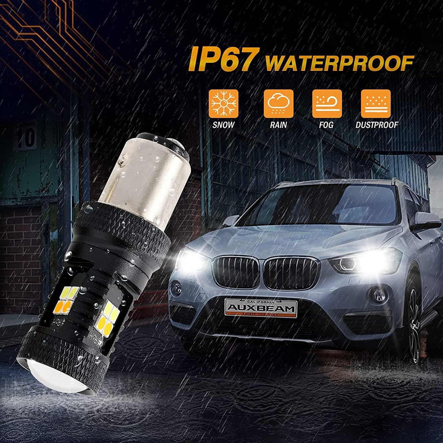 1157 BAY15D LED Front Turn Signal & DRL Light Bulbs 300% High Brightness Dual Color Switchback White & Amber | 2 Bulbs
