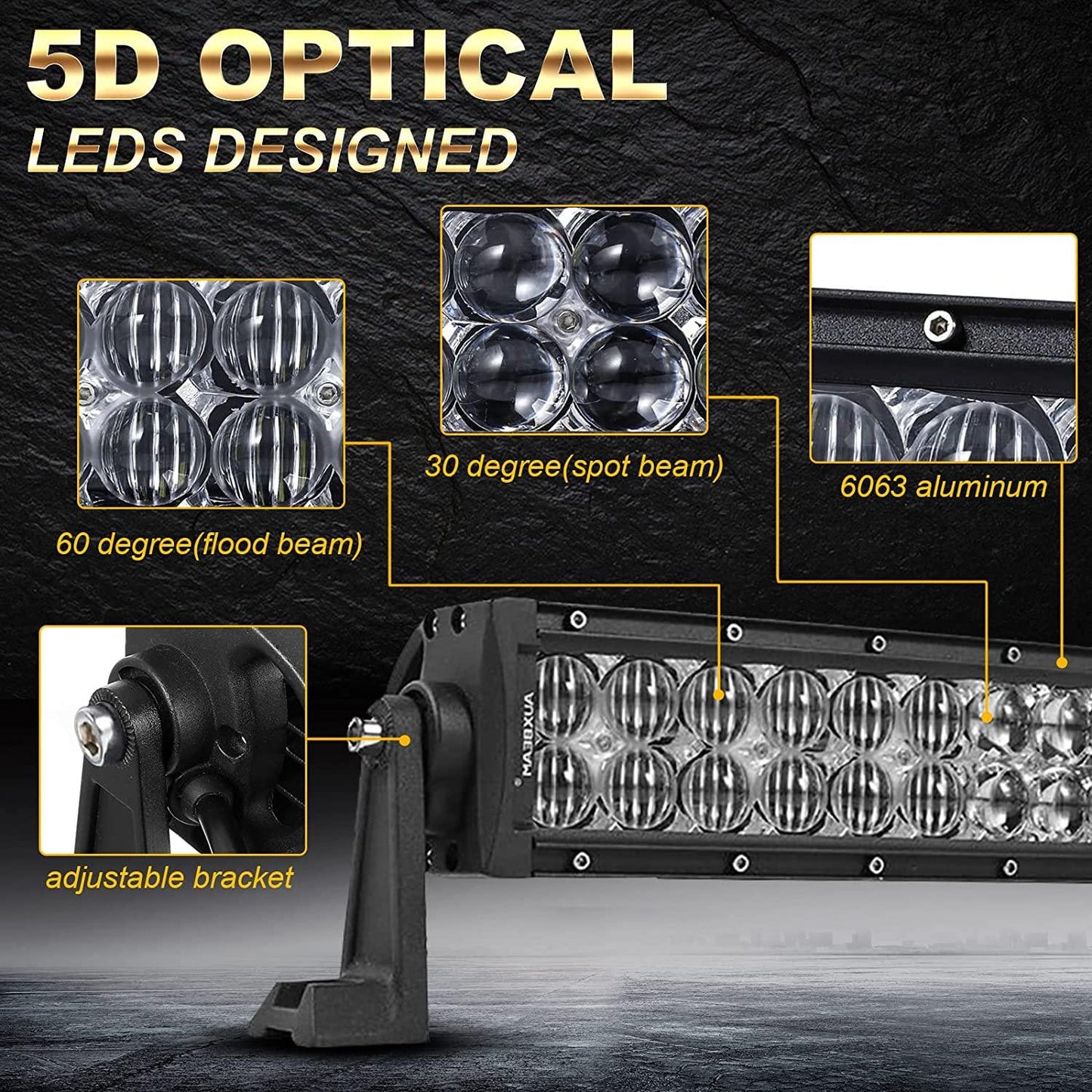 شريط إضاءة LED مستقيم/منحني من سلسلة 5D مقاس 32 بوصة مع حوامل تثبيت شريط إضاءة LED علوية لطرازات Polaris RZR XP1000 وRZR 900 S900 S1000 EPS موديلات 2013-2021 أو RZR 900/ RZR S900/ RZR 900 XC/ RZR XP 1000/ RZR Turbo