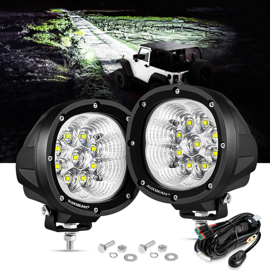 P4 Series | 4 Inch 90W 9000LM Round LED Driving Lights Flood White Pod Lights - Auxbeam  – éclairage LED auto
