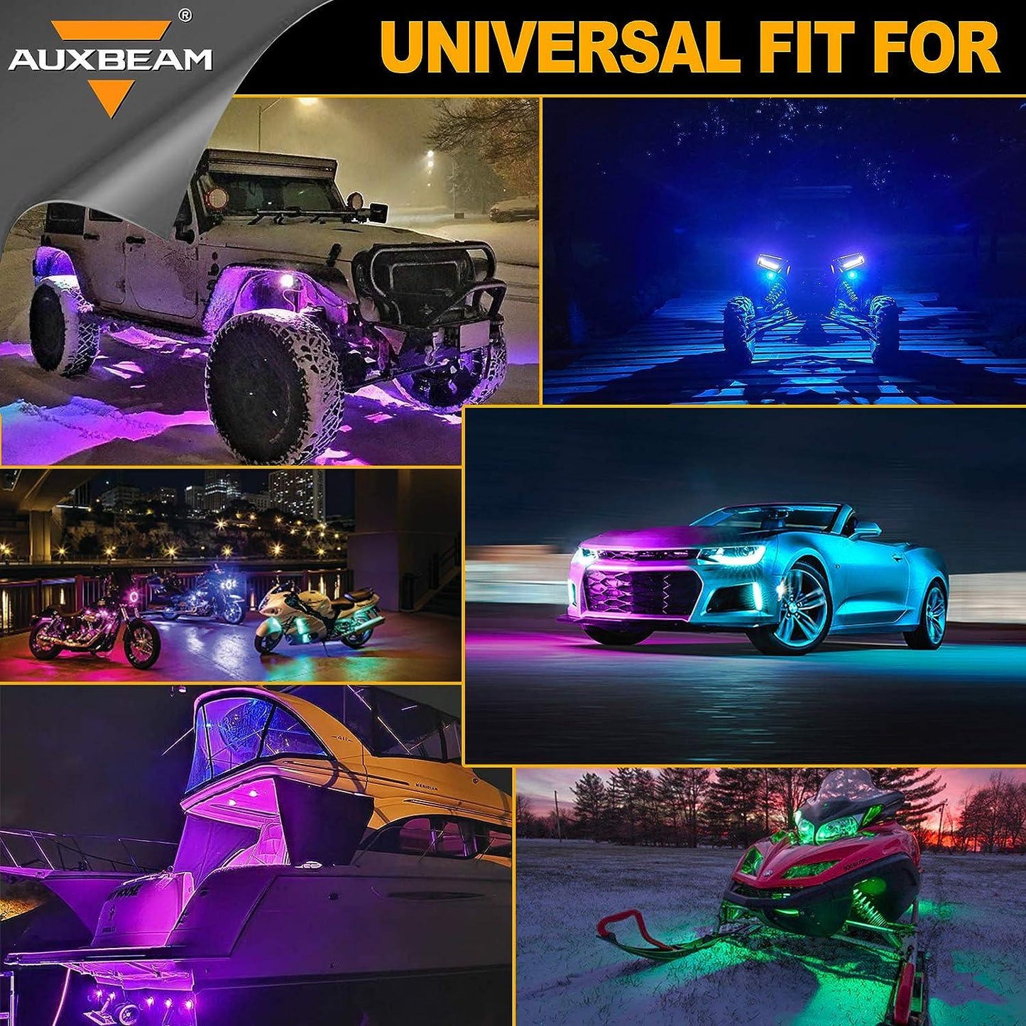 4Pcs RGB LED Rock Light Set with Bluetooth Controller